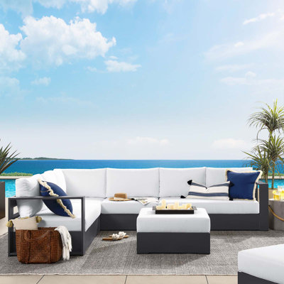 Modway Tahoe 57.5" Wide Outdoor U-Shaped Patio Sectional with Cushions