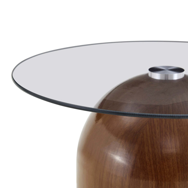 Ensemble de 3 tables basses gigognes avec plateau en verre et conception peu encombrante, Grey/Walnut