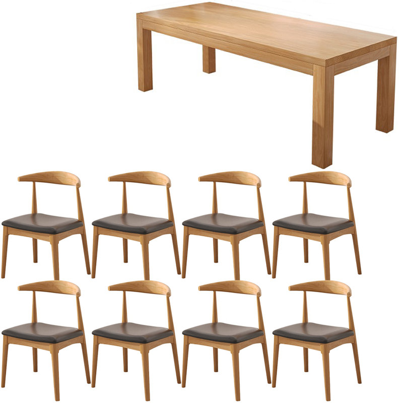 Modern simple solid wood dining table set., 29.5"H x 86.6"L x 35.4"W