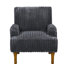 Fauteuil gris foncé de style moderne du milieu du siècle, recouvert de velours côtelé de 5 cm de large et doté de 9 pieds en bois massif, idéal pour un salon confortable et relaxant.