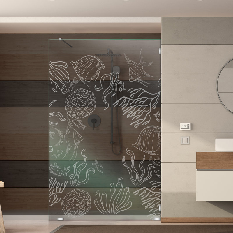 Panneau de douche fixe en verre trempé de 37-1 / 2 po x H 75 po avec sablage givré durable, Oui, Non privé