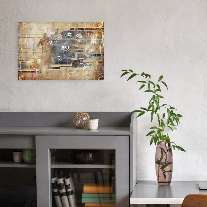 Tribal Spirit Dance Abstract Geometric Modern Wall Art Print, 30.48cm H x 45.72cm W