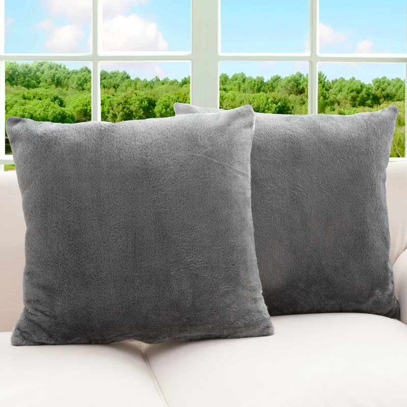 Coussin décoratif, gris, H 18 po x l 18 po