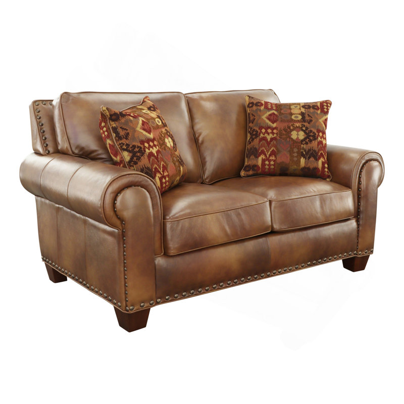 Causeuse de la collection Rustic Leather - construction de qualité supérieure, garniture cloutée - confort et style maximum