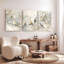 Ensemble de 3 tableaux muraux de style aquarelle « Oiseaux sur des branches » sur toile tendue-1418020694
