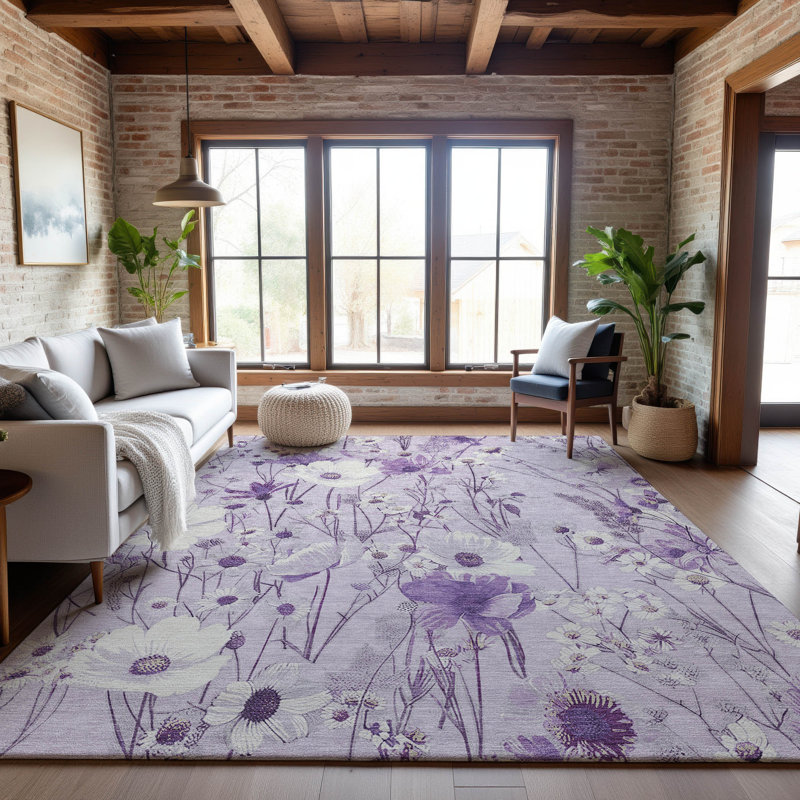 Premium Machine Washable Sykora AMF1500 Floral Rug, Rectangle 2'6" x 3'10"
