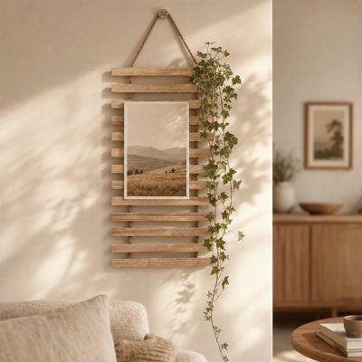 Décoration murale rustique en bois avec échelle corde
