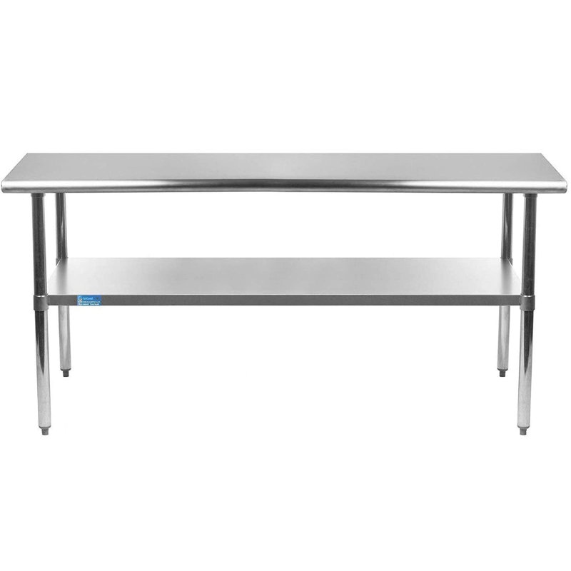 Stainless Steel Prep Table. 18 Gauge Metal Work Table with Undershelf. NSF, 35" H x 48" W x 24" D