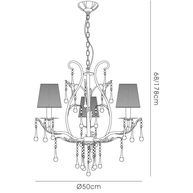 3 - Light Candle Style Chandelier, Black