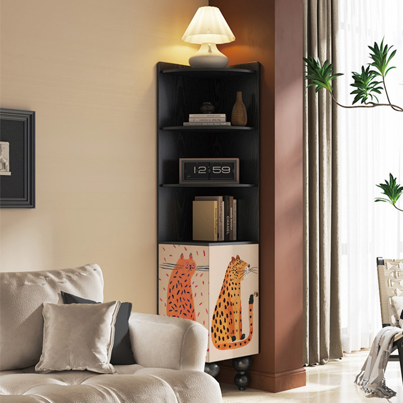 Modern creative kitten pattern corner bookcase