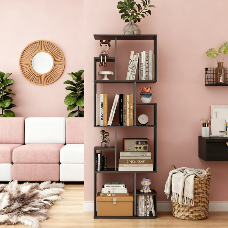 Bibliothèque à 4 niveaux Marian pour chambre à coucher, salon, (4 tablettes) H 68,5 po x l 23,62 po x P 9,45 po, Noir