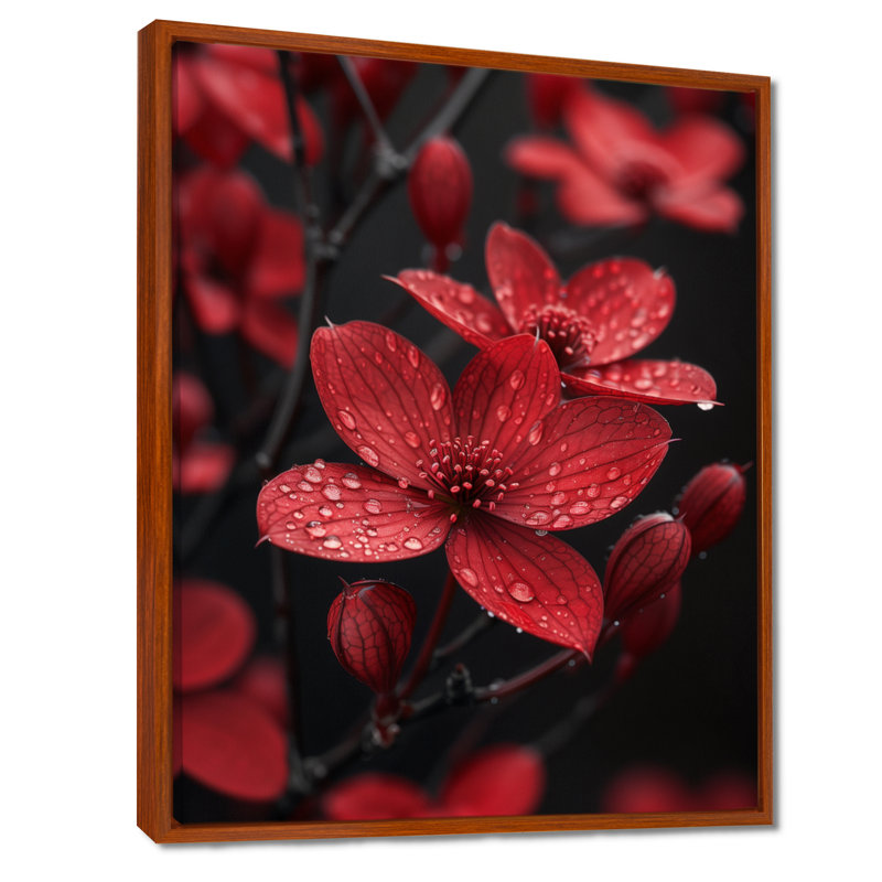 Monochromes de gouttes de pluie, cornouiller I - art mural cornouiller, H 20 po x l 12 po x P 1 po