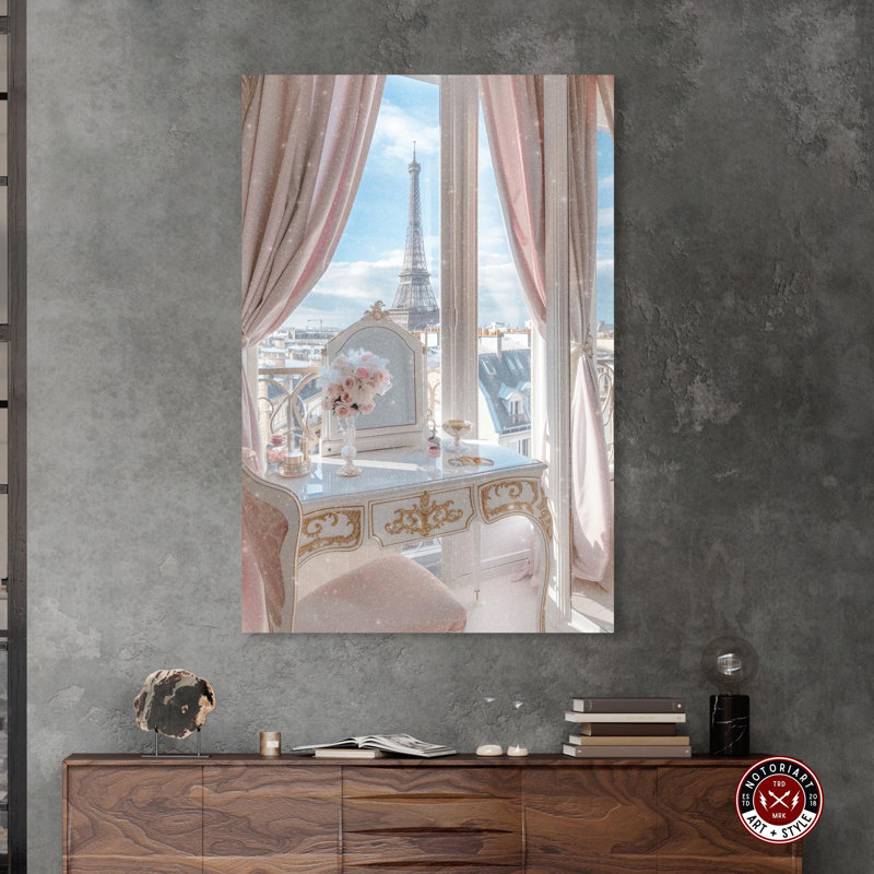 Art de salle de bain rose sur toile Paris par Notoriart, Toile tendue, H 54 po x l 36 po