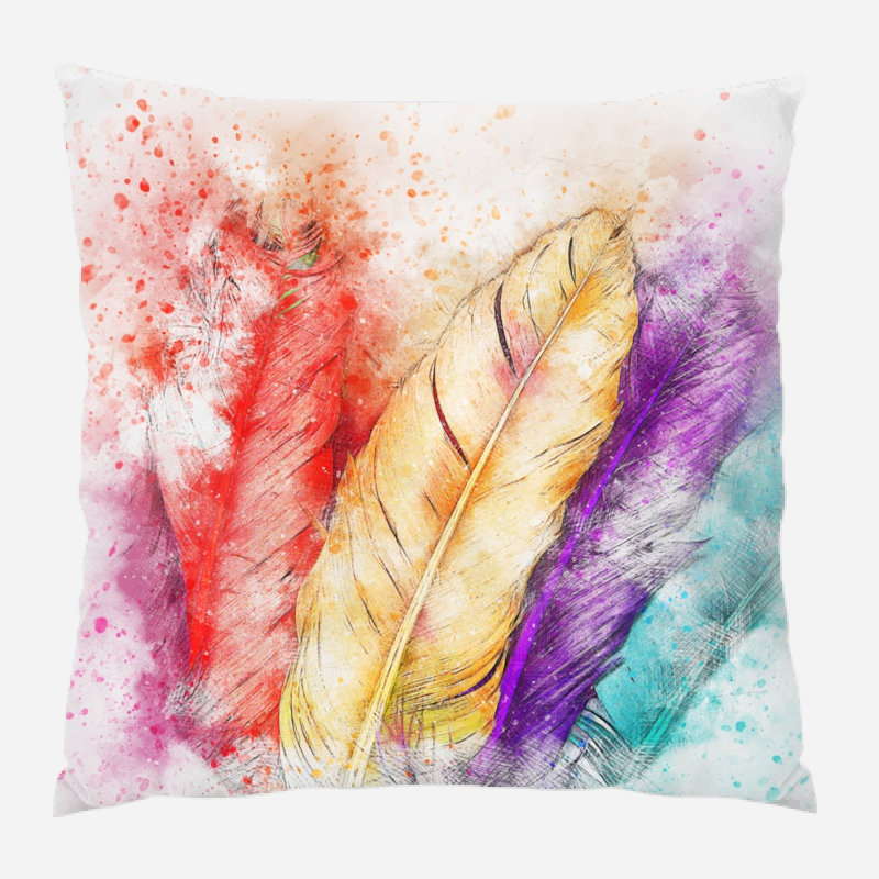 Coussin décoratif plumes Mier, Intérieur, Microsuède