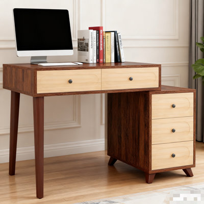 Table d'écriture avec tiroirs, bureau d'ordinateur, bureau d'ordinateur sur place, brun rustique