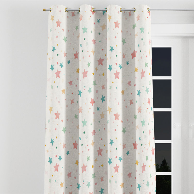 Rideaux occultant céleste pour enfants - rideau à œillets Azib Night - 1 panneau, Œillets dorés, L 52 po x L 84 po