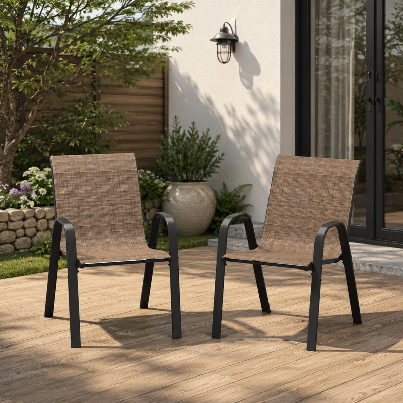 2 chaises de salle à manger d'extérieur empilables en textilène 2 pièces