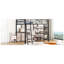 Lit mezzanine moderne en métal pleine grandeur avec 3 tablettes et bureau - Tableau blanc à cadre noir pour plus de confort et d'espace d'étude créatif-1176552454-1176552456