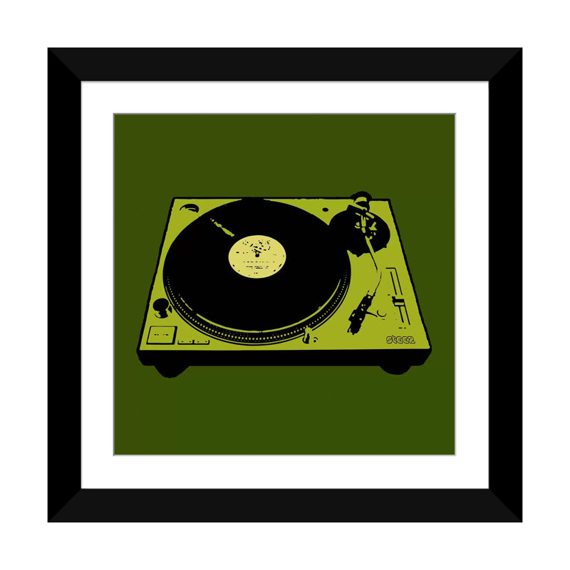 «Turntable Army Poster», impression sur toile, Papier d'art encadré noir, H 16 po x l 16 po x P 1 po
