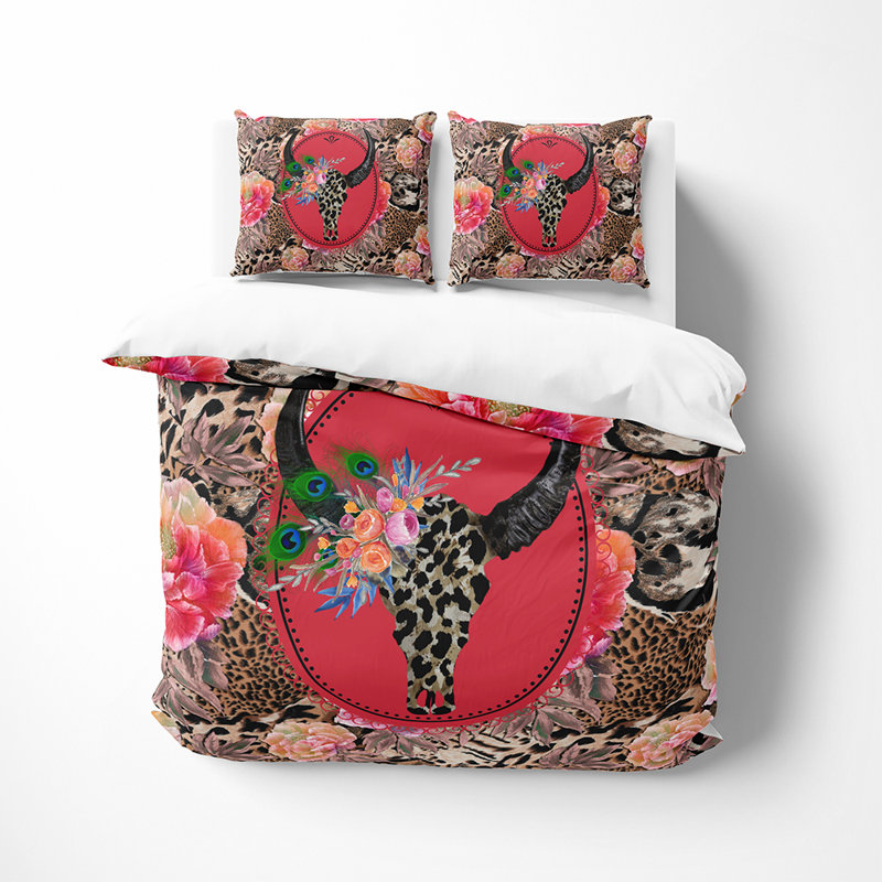 Ensemble de housse de couette et insert 5 pièces en microfibre multicolore, Housse de couette de très grande taille + 2 taies