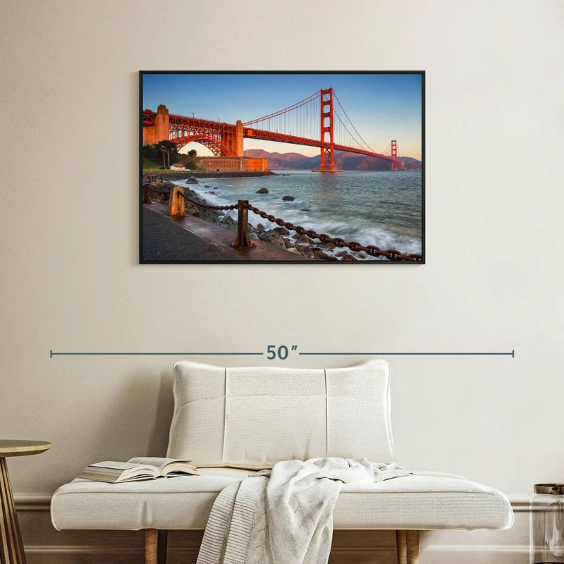 Golden Gate Bridge Waters, Cadre flottant noir, 37 po x 25 po