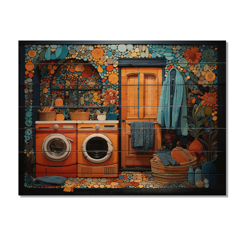 Blanchisserie Popart Room sur impression sur bois, H 30 po x l 40 po x P 0,78 po