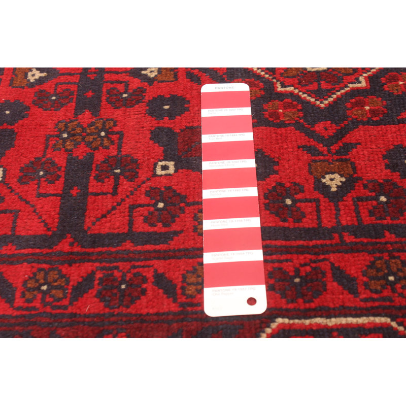 Tapis rouge noué à la main Esari Turkman 5 pi 9 po x 7 pi 10 po