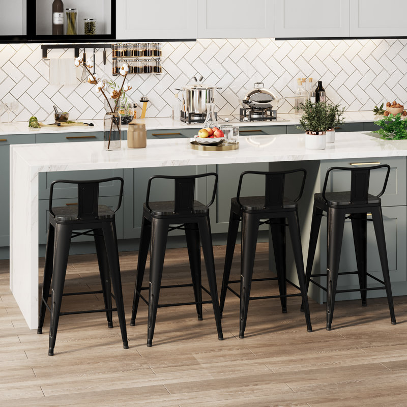 Divya Swivel Counter Stool with Metal Frame, Counter Stool (26” Seat Height), Black/Gold