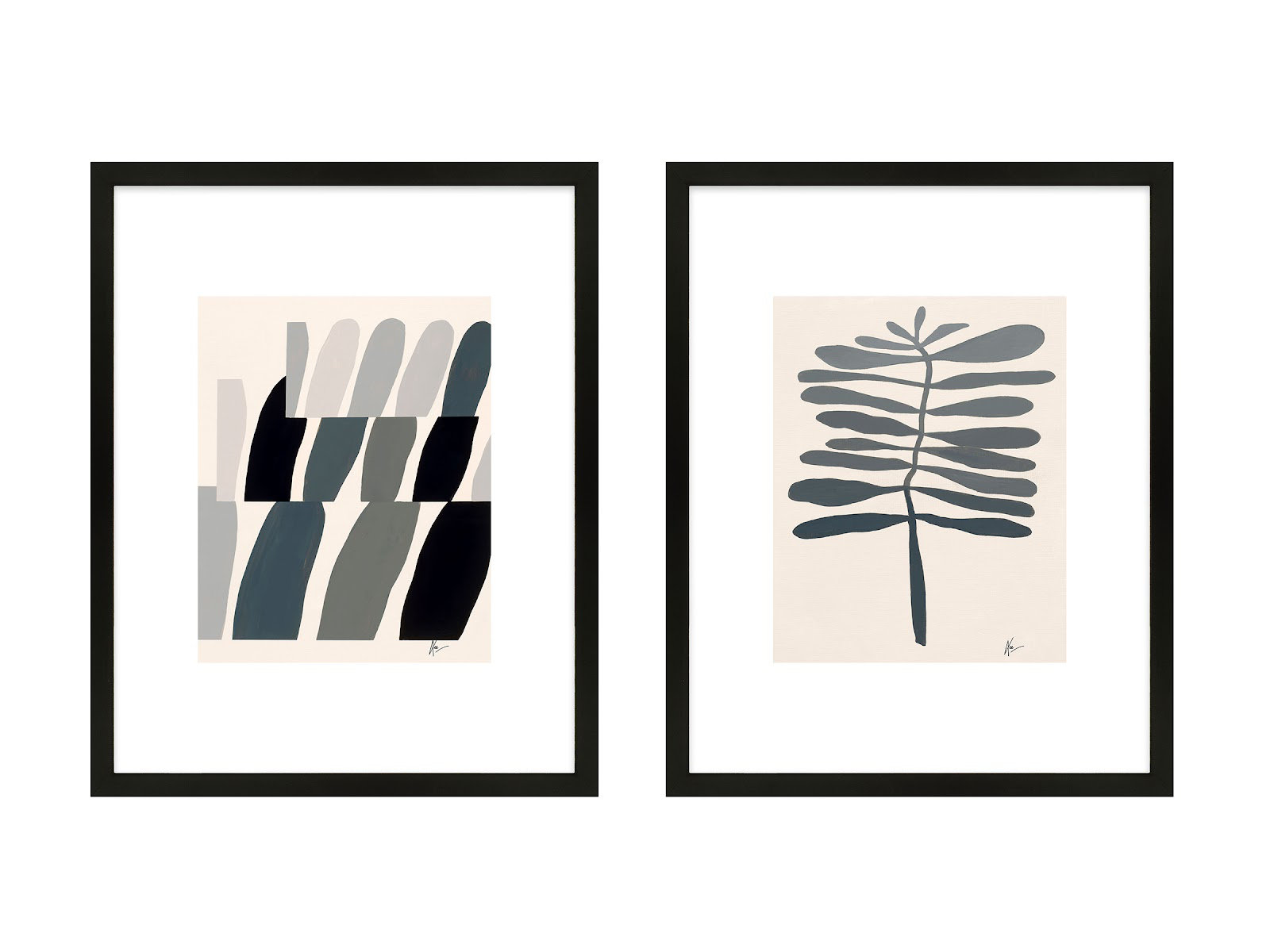 Flora 1&2 by Lee Lessem, Black Framed, 30" H x 48" W x 1.25" D