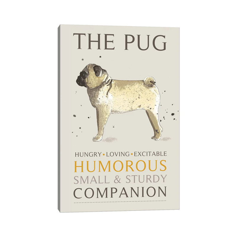 Pug by Michelle Campbell - Wrapped Canvas Gallery-Wrapped Canvas Giclée, 20.32 cm H x 30.48 cm W