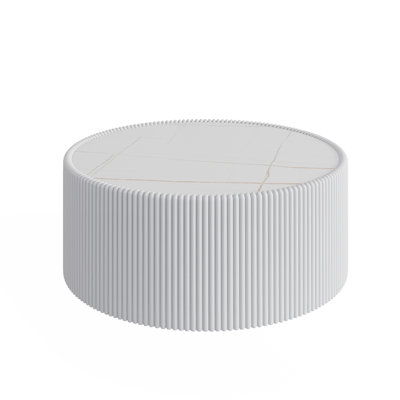 Elegant Sintered Stone Top Cylinder Coffee Table
