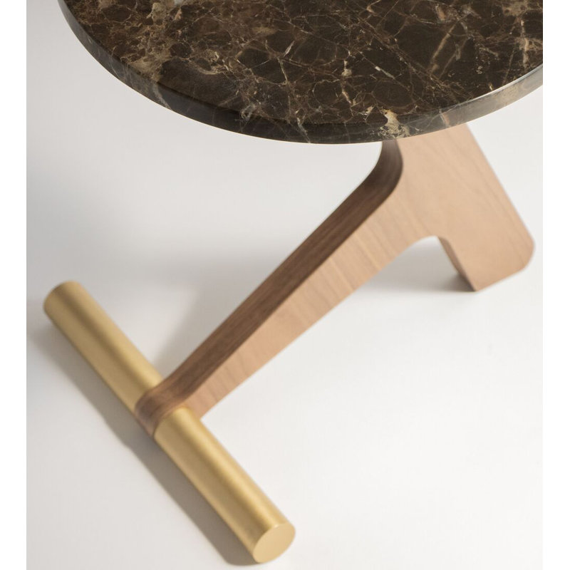 Puntero Marble End Table, Walnut/Brass, Emperador