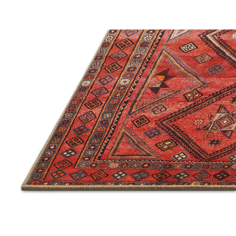 Tapis traditionnel rouge / brun, Rectangle 5 pi x 7 pi