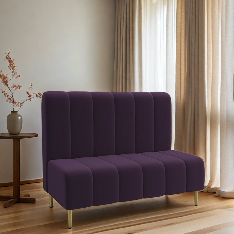 Banc rembourré en velours, Mauve
