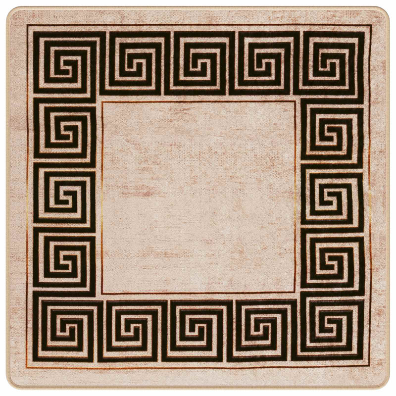 Area Rug, Black/Beige, Square 100cm