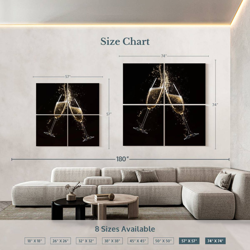 Yarlin Champagne Toast Splash, H 57 po x l 57 po