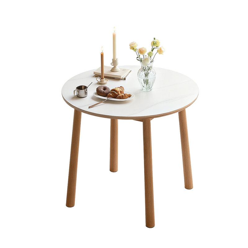 Table de salle à manger blanche et Burlywood, H 29,76 po x L 43,31 po x l 43,31 po
