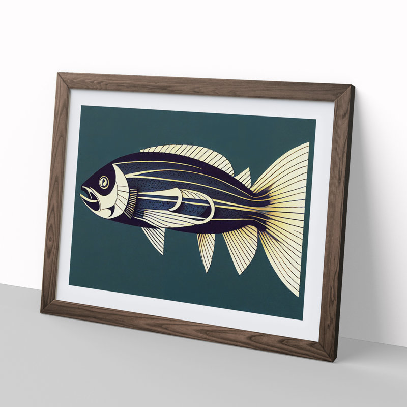 Classic Fish - Framed Print, 25cm H x 34cm W x 2cm D, Walnut
