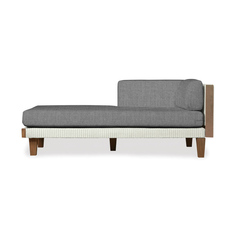 Catalina Outdoor Teak Chaise Lounge, Remy Graphite, Ivory