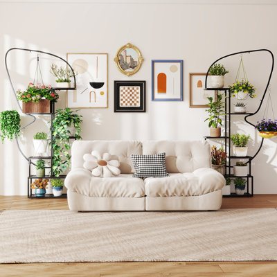  Ensemble de 2 porte-plantes en métal à 6 niveaux avec support à pot de fleurs de 73 po de hauteur