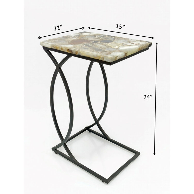 Table en C en agate et métal
