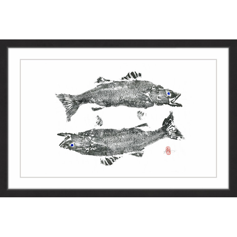 « sea bass », reproduction d’art encadrée, H 12 po x l 18 po x P 1,5 po