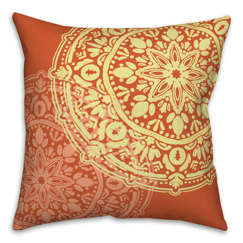 Housse et insert de coussin extérieur d'extérieur, Floral 7, Orange