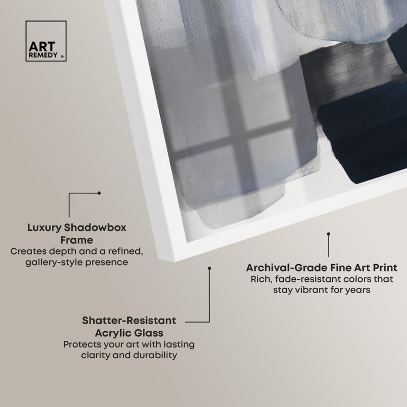 Décoration murale moderne Oceanic Forms I Shadowbox Print par Art Remedy, H 21 po x l 17 po, Blanc