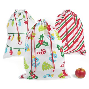 Christmas Large Plastic Bag Jumbo Gift Bag Santa Claus Gift Bag with Rope for Christmas Party Gifts & Supplies Red Black Buffalo Plaid 3pcs, Adult