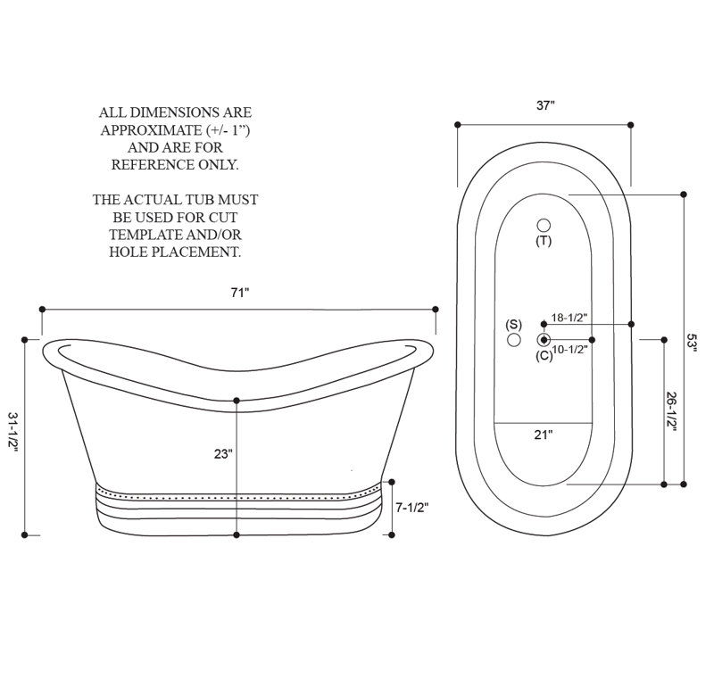 Juliana 71'' x 37'' Soaking Copper Bathtub, Dark Smoke Copper, Right, Center
