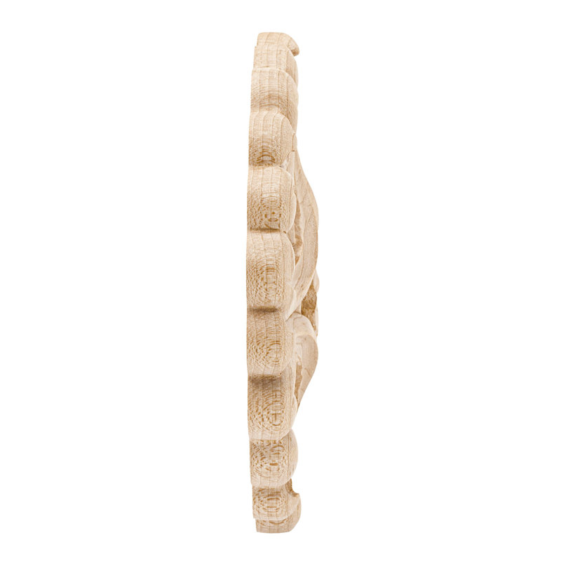5-1/2 in x 5/8 in Unfinished Large Hand Carved Solid Hard Maple Decorative Rosette Wood Applique