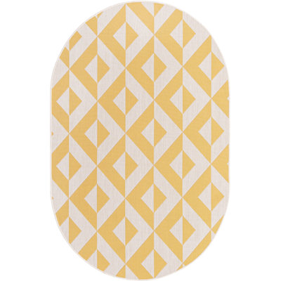 Tapis intérieur / extérieur en polypropylène tissé à la machine géométrique jaune / ivoire