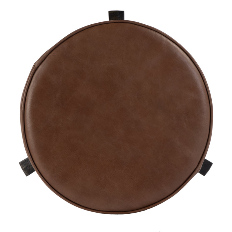 Knight 22 in. - 29 in. Adjustable Seat Height Leather and Iron Bar Stool