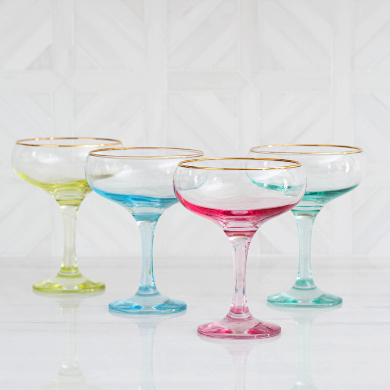 Rainbow 6 oz. Ensemble de 4 coupes à champagne assorties